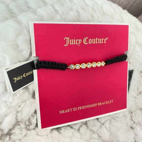 Juicy Couture Black Rope Gold Tone Crystal Friendship Adjustable Bracelet NWT - Picture 8 of 11